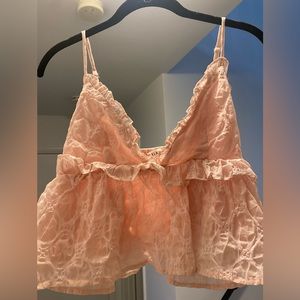 Pink floral crop top